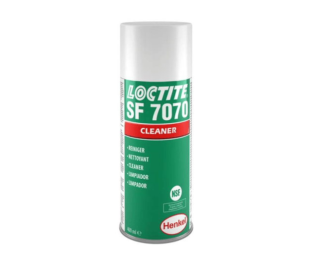 Loctite 7070 ODC Free Cleaner in a 400ml spray can, effective on metal and plastic, eco-friendly, and prevents plastic stress cracks.