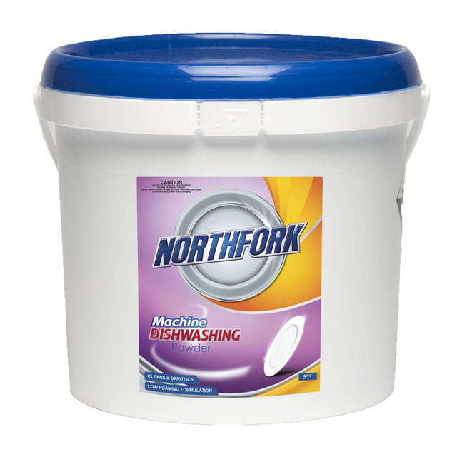 Northfork Machine Dishwashing Powder 5kg, a powerful cleaner for kitchens, minimizes residue and effectively sanitizes dishes.