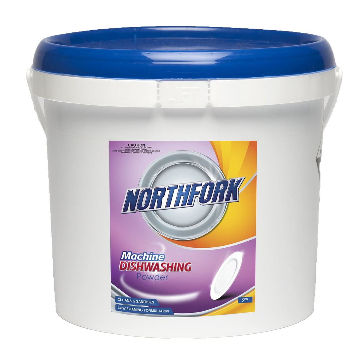 Northfork Machine Dishwashing Powder pack of 4, 5kg bags, featuring chlorine formula for powerful cleaning and sanitising.