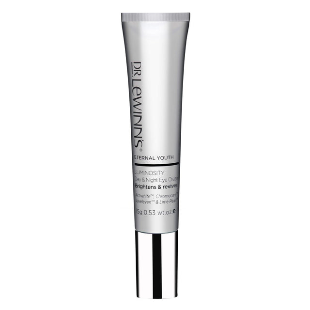 Eternal Youth Day & Night Eye Cream in a sleek 15g jar, featuring a cooling applicator for youthful, bright eyes.