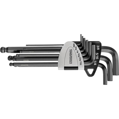 Teng 9-piece hex key set with durable ball-end design, sizes from 5/64" to 3/8", in a portable holder for easy access.