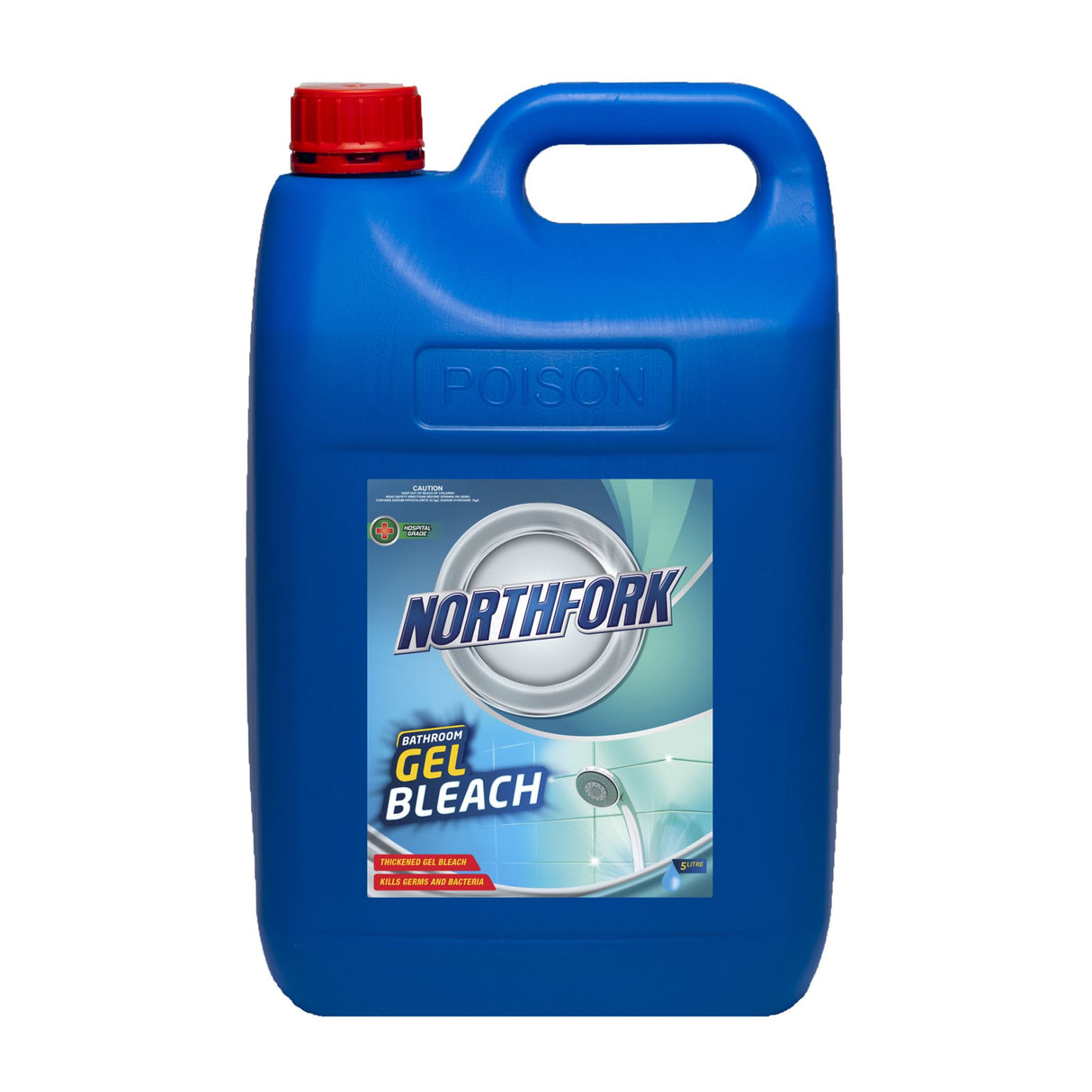 Northfork Bathroom Gel Bleach 5L, a powerful gel cleaner for sanitizing bathrooms and surfaces, eco-friendly, and hospital-grade.