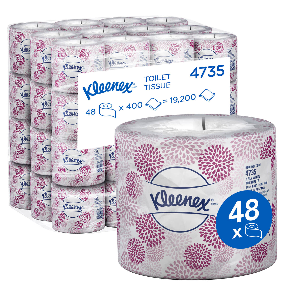 2 Ply Toilet Paper Conventional Roll 400 Sheets (Case of 48) - Kleenex