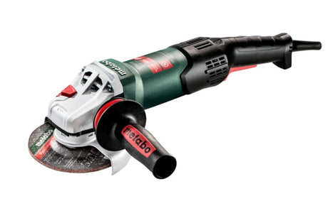 Metabo 1700W angle grinder with soft start, slim handle, electronic control, and safety clutch for optimal performance and comfort.