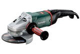 Metabo 2200W angle grinder with 180mm blade, ergonomic handles, powerful motor, and safety features for cutting and grinding.