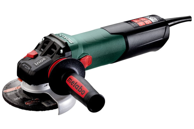 Metabo Angle Grinder VariSpd INOX 125mm 1700W, a powerful, adjustable-speed tool for stainless steel with enhanced safety features.