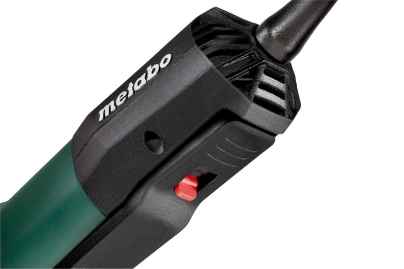 Metabo Angle Grinder with flat head, 125mm, 900W, ideal for precision grinding in tight spaces and tough materials.