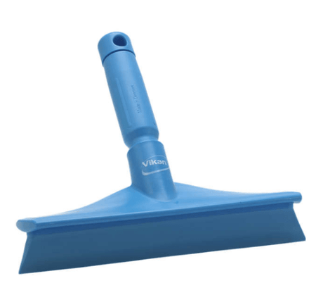 Vikan Hand Squeegee in blue, 245mm, designed for hygienic cleaning in kitchens, effective at removing water and debris.