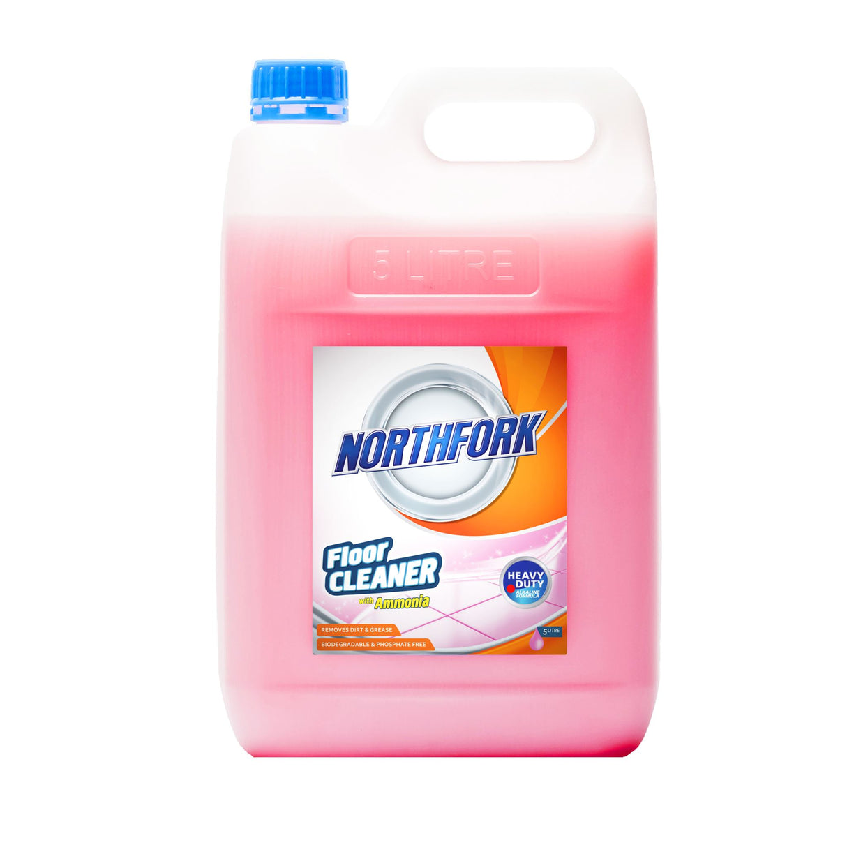 Northfork Floor Cleaner with Ammonia 5L, a heavy-duty alkaline cleaner for spotless, hygienic floors in kitchens and high-traffic areas.