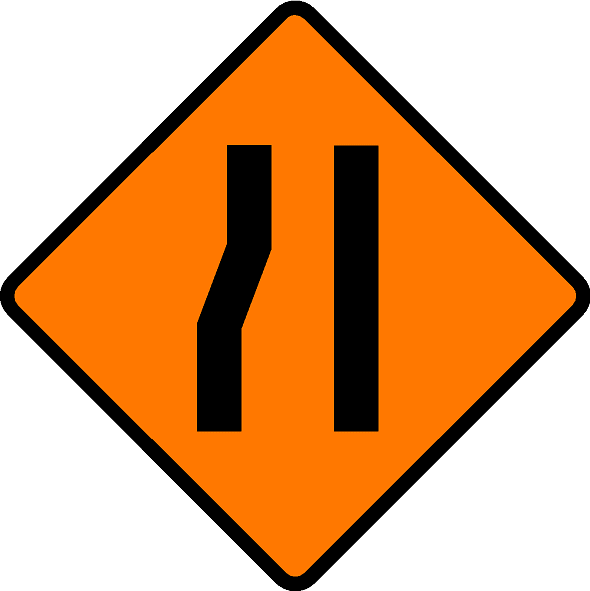 Road Works Sign | One Lane Road Narrow Left W750mm x H750mm (Single Sided)