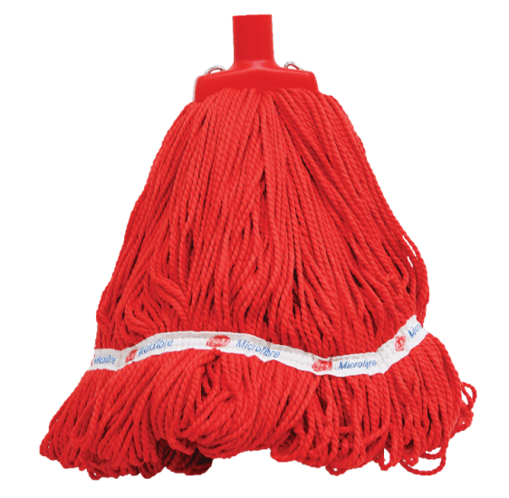 Red Filta Microfibre Mop Head (400g, 33cm) with round shape for maximum coverage, looped yarn to reduce tangling and linting.