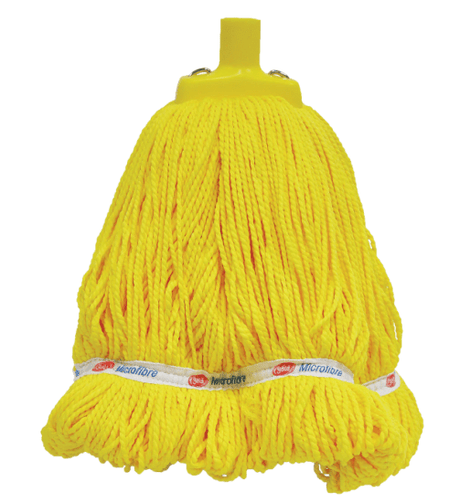 Vibrant yellow Filta microfibre mop head, 400g, 33cm, designed for effective, hygienic floor cleaning with looped yarn.