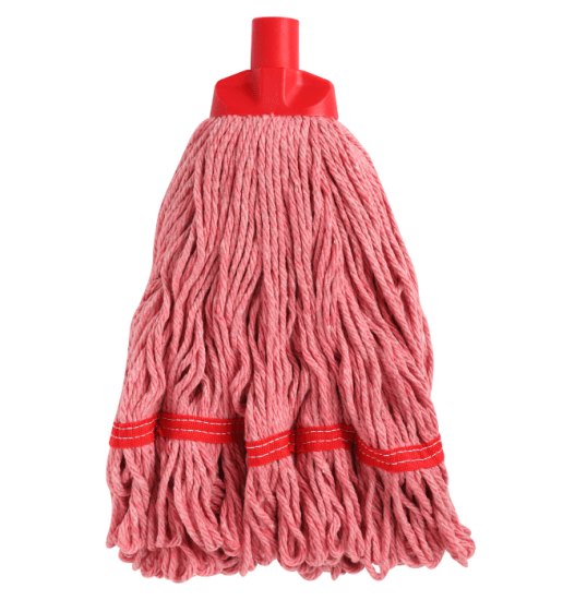 Edco Enduro Round Red Mop Head, 350g, 27cm, heavy-duty cotton for effective cleaning and color-coded for hygiene standards.