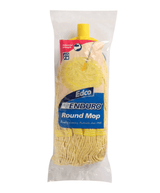 Edco Enduro Round Yellow Mop Head, 350g, 27cm, heavy-duty cotton, looped end design for efficient cleaning and HACCP compliance.