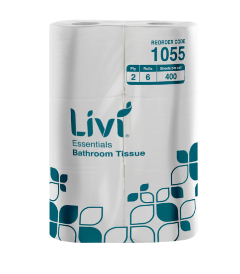 2 Ply Toilet Paper Roll 400 Sheets (Pack of 6) - Livi Essentials