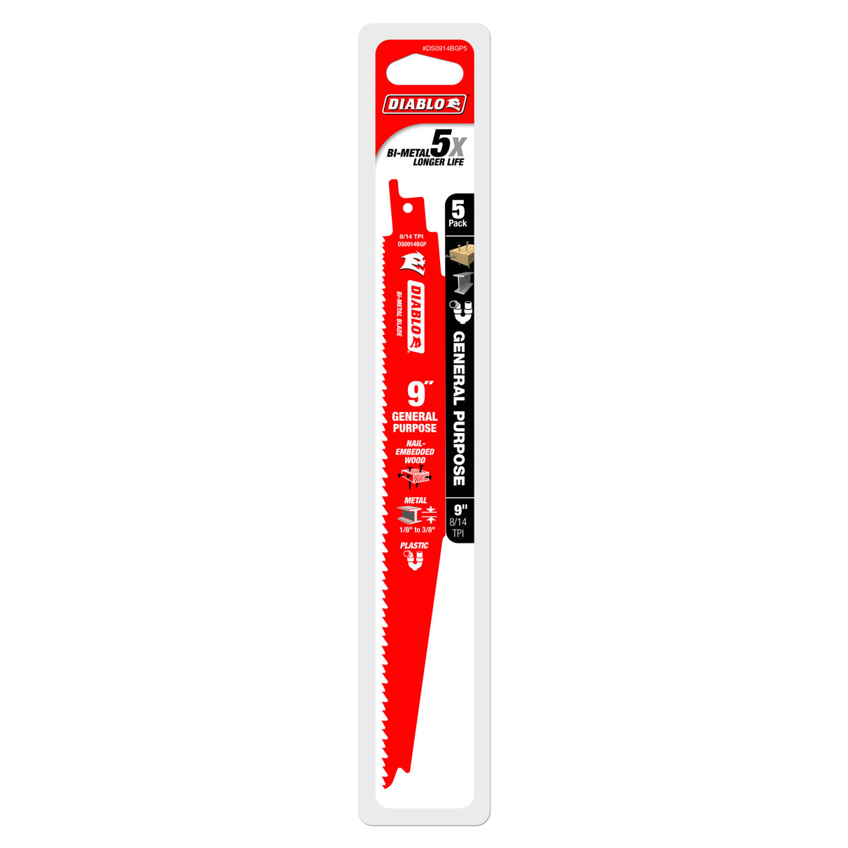 Diablo Reciprocating Bimetal Saw Blade 9" 5 Piece (Set)