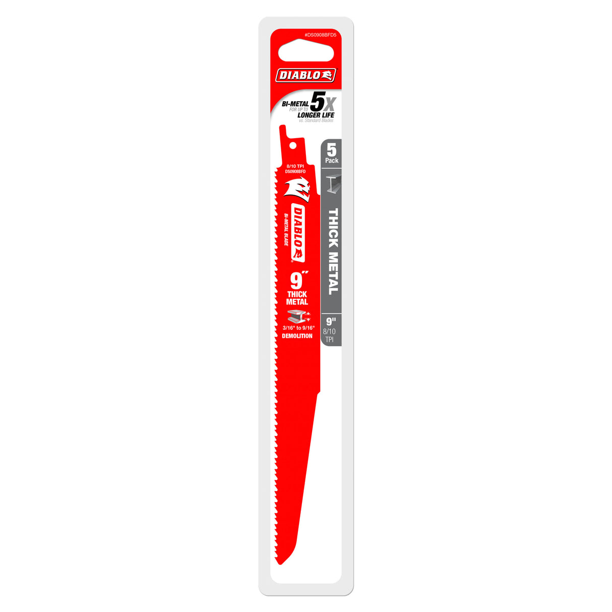 Diablo Reciprocating Saw Blade for Thick Metal 9" 5 Piece (Set)