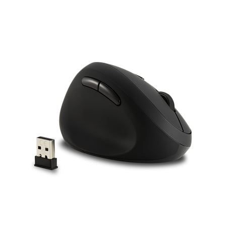 Kensington Wireless Ergo Mouse for left-handed users, featuring six customizable buttons and triple DPI settings in sleek black.