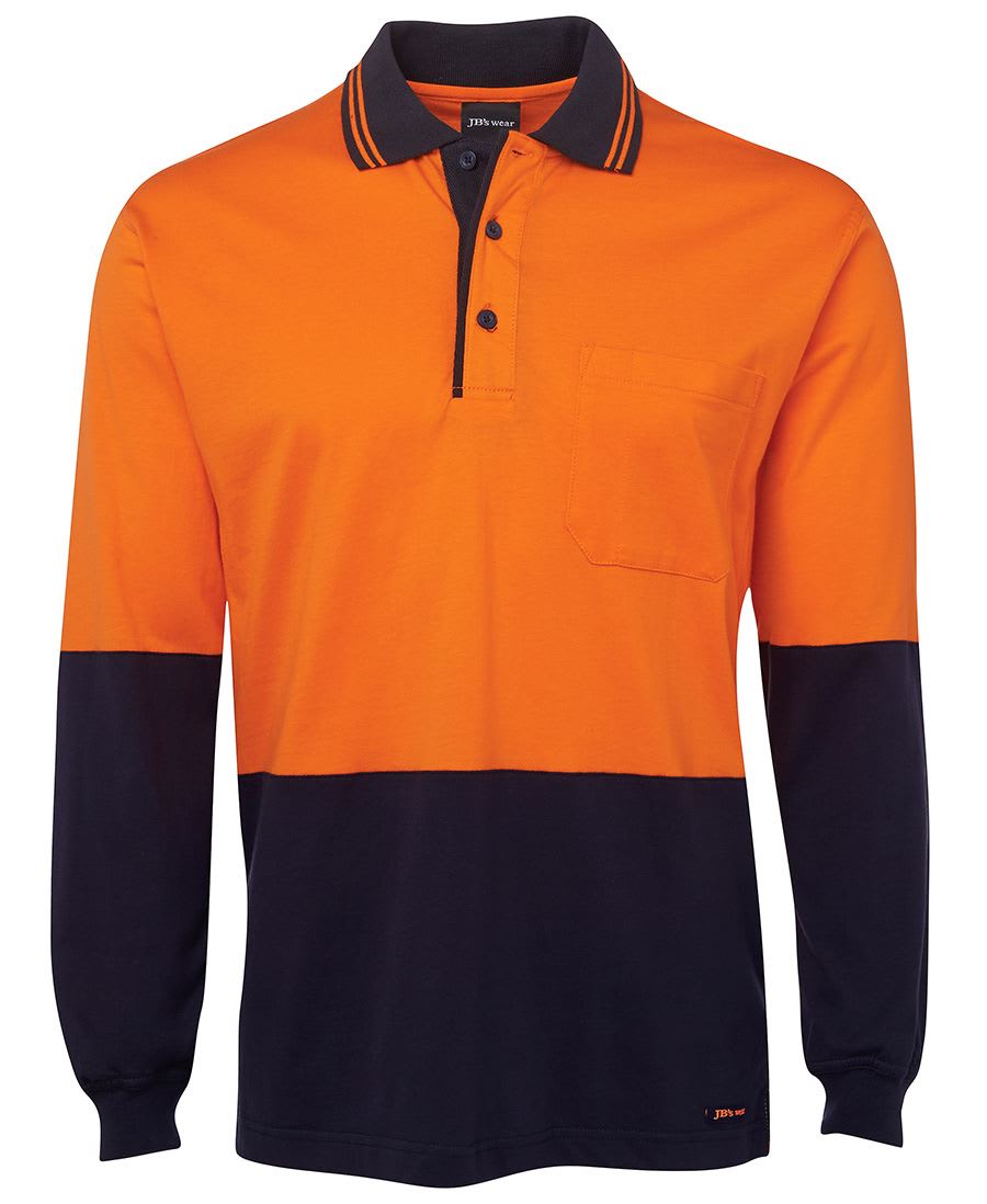 JB's Wear, Hi Vis Cotton Polo, 6CPHL - Orange/Navy (Size: XL)
