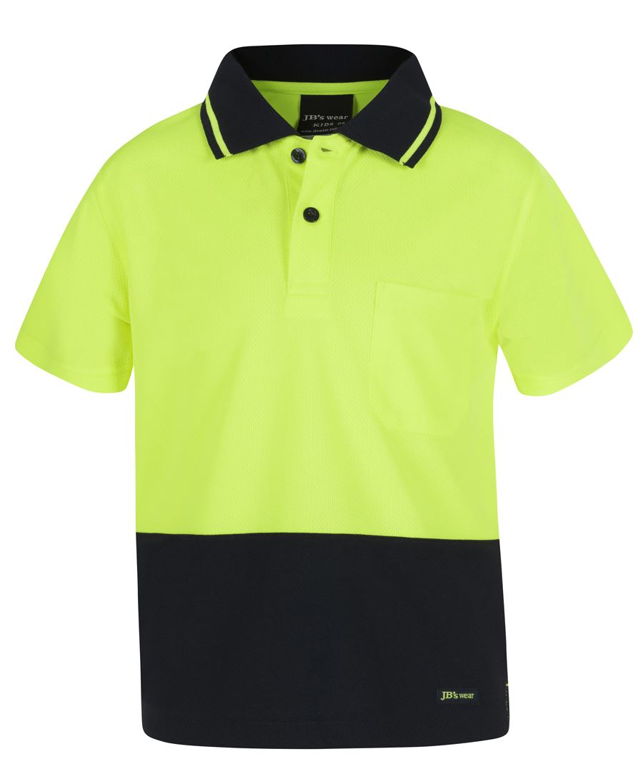 JB's Wear, Hi Vis Non Cuff Polo, 6HVNC - Lime/Navy (Size: 5XL)