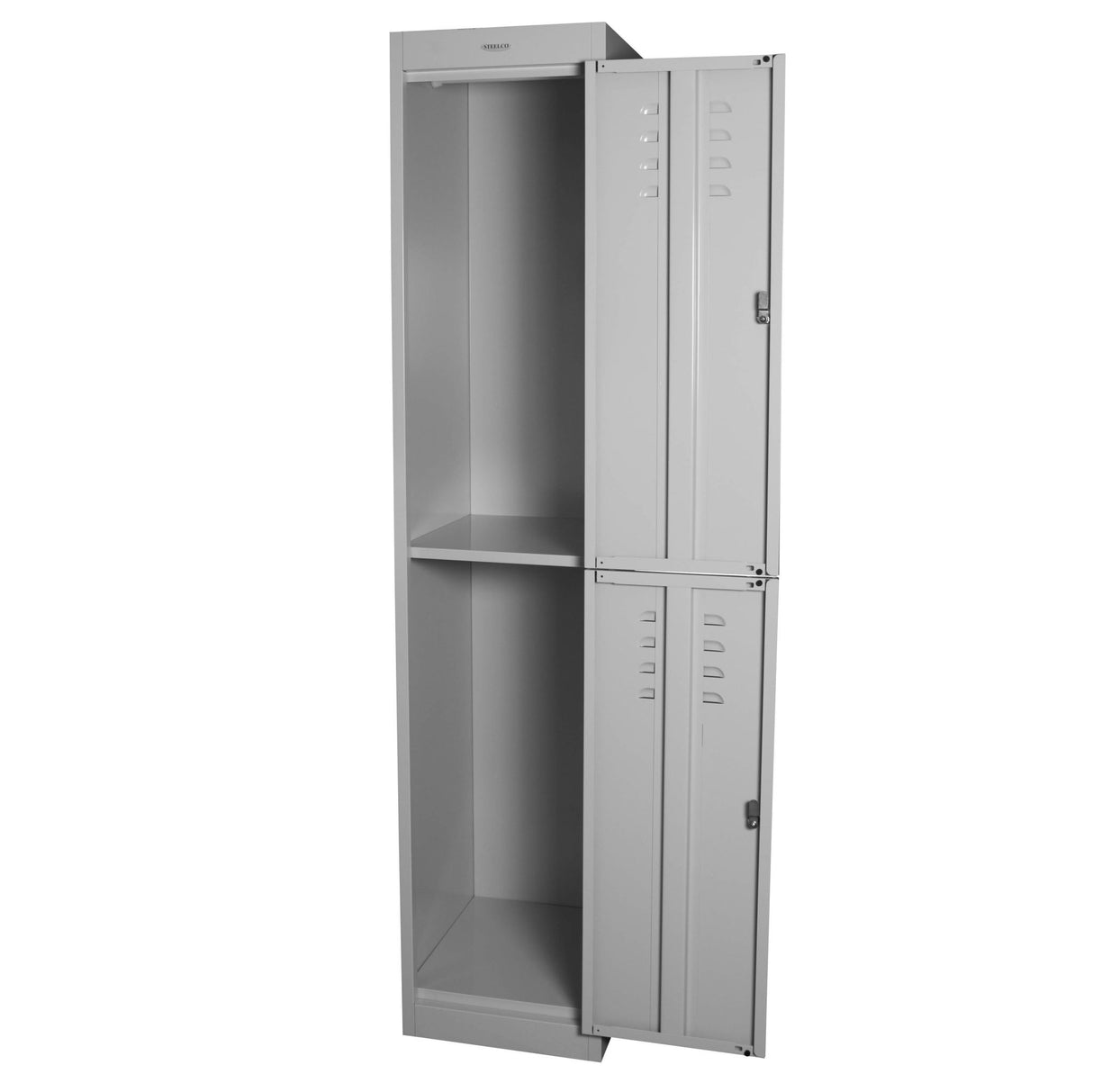 2 Door locker Keylock Silver Grey 380mm Wide - Steelco