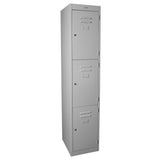 3 Door locker Keylock Silver Grey 380mm Wide - Steelco