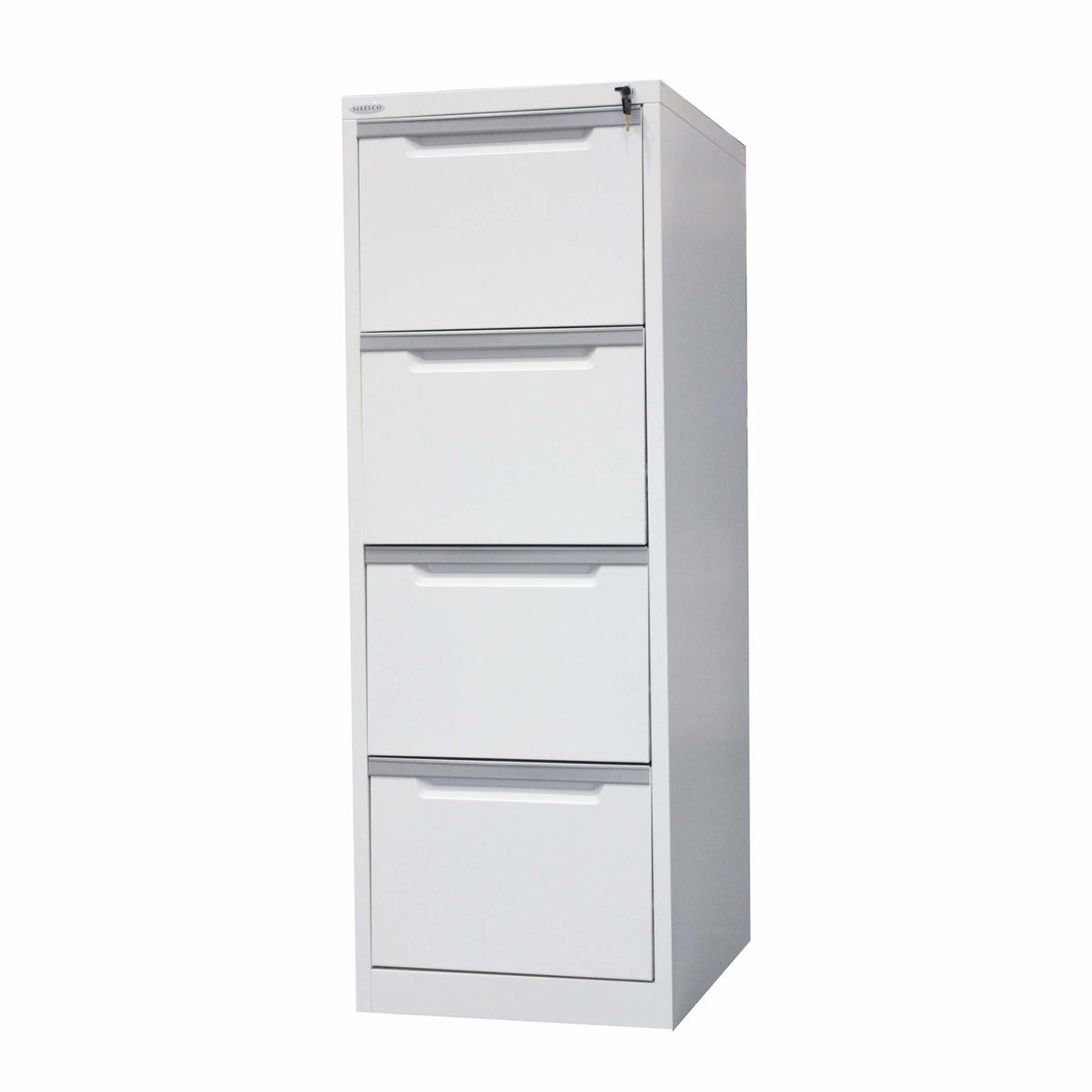 Filing Cabinet 4 Drawer White Satin 470mm Wide - Steelco