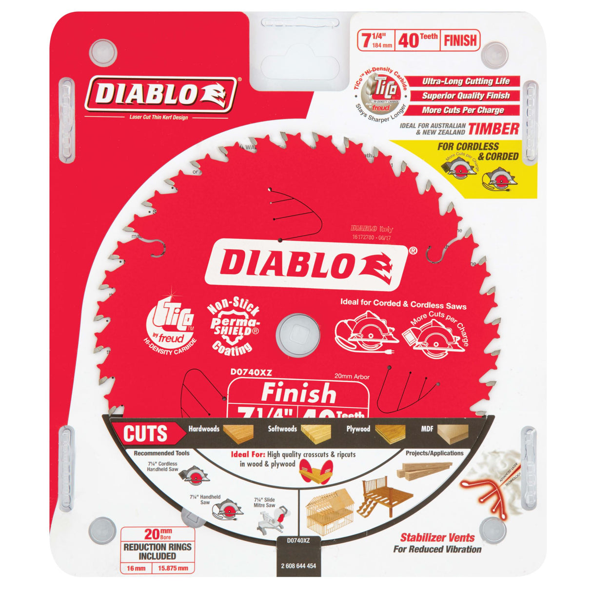 Diablo Circular Saw Blade 184x20mm40T (Each)