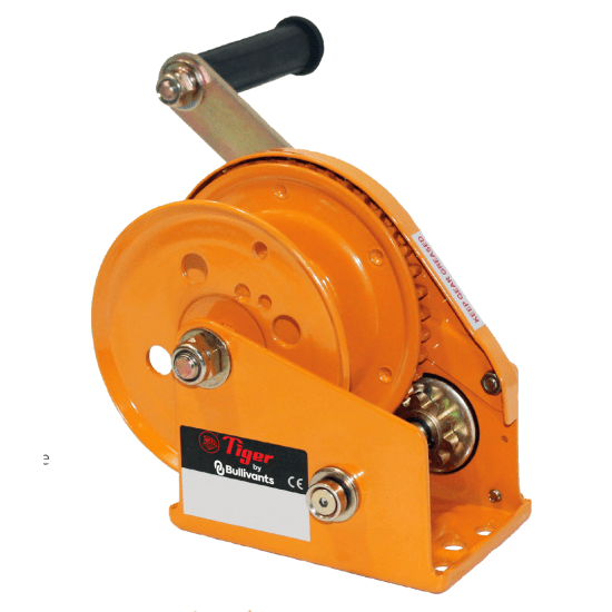 Noiseless Tiger Brake Hand Winch with 550kg capacity, automatic brake, and durable steel cover for safe lifting and pulling.