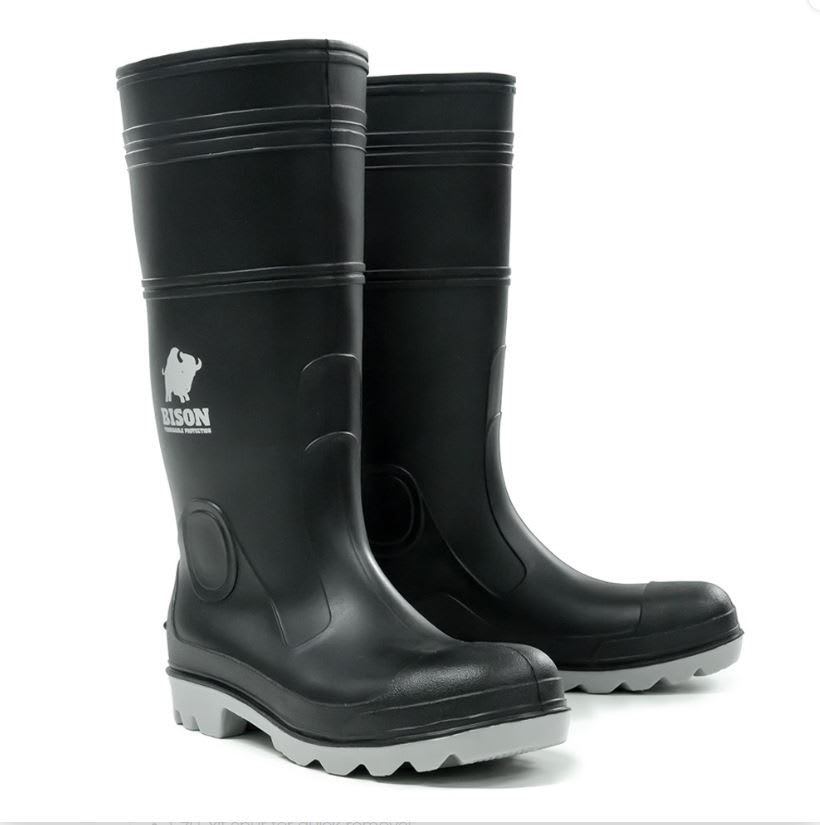 GUMBOOT INCA PVC/NITRILE SAFETY - Black/Grey (Size: 10)