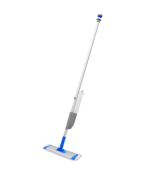 Lightweight Filta Microfibre Spray Mop Set with 1L spray bottle, two HACCP approved fringes, and 360° rotating head for easy cleaning.