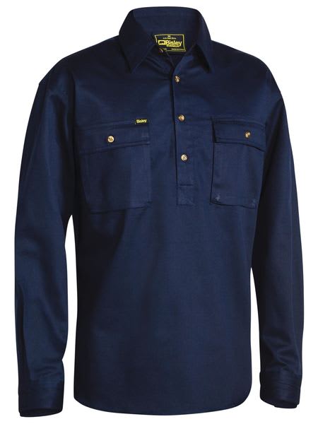 Bisley, Closed Front Shirt, BSC6433 - Navy - 6XL
