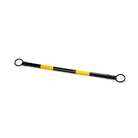 Cone Barrier Arm in black and yellow, adjustable 1.35m to 2.1m for crowd control, made from durable PVC, reflective for safety.