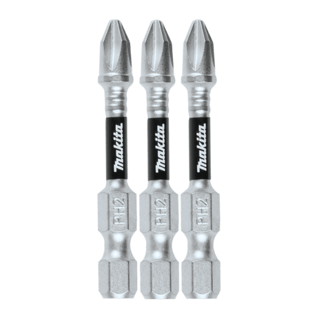 Makita Impact XPS PH-2 Power Bits 50mm 3-Pack, durable and long-lasting, perfect for high-torque impact drivers.