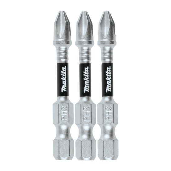 Makita Impact XPS PZ-2 50mm 3-Pack features durable bits for high-torque impact drivers, lasting 90 times longer than standard bits.