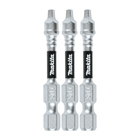 Makita Impact XPS SQ1 50mm bits, durable trio designed for high-torque drivers, perfect for deep, secure fastening.