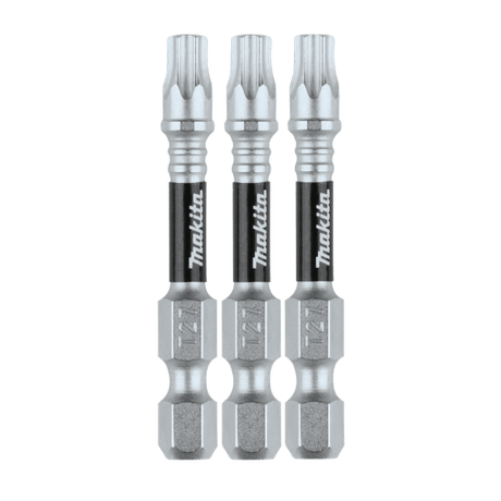 Makita Impact XPS Torx T27 bits, 50mm, 3-pack, designed for high-torque impact drivers; durable, long-lasting precision tools.