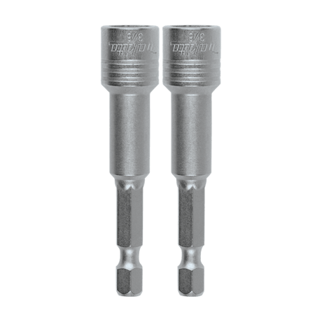 Makita Impact XPS Nutsetter 3/8"x65mm-2-Pack, featuring a robust hex shank and magnetic design for easy, torque-efficient fastening.