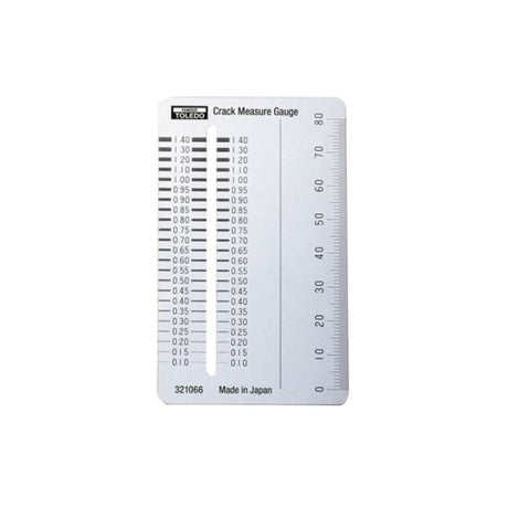 Toledo Crack Measure Gauge 80mm, a compact stainless steel tool for precise crack width measurements in concrete.