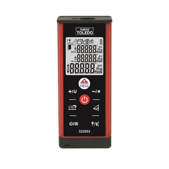 Digital Laser Distance Measurer 70m with compact design, accurate to 1.5mm, measuring distance, area, and volume.