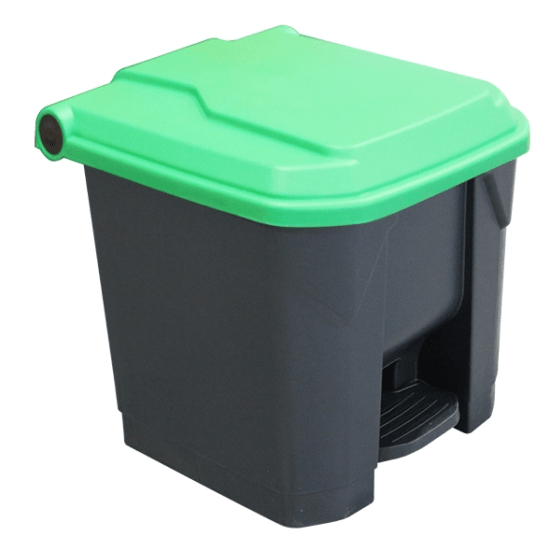 Richmond 30L pedaled bin with green lid, designed for hygienic waste disposal and effective sorting in any space.