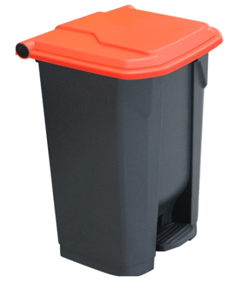 Richmond 80L pedal bin with red lid for hands-free waste disposal and efficient color-coded sorting in homes or offices.