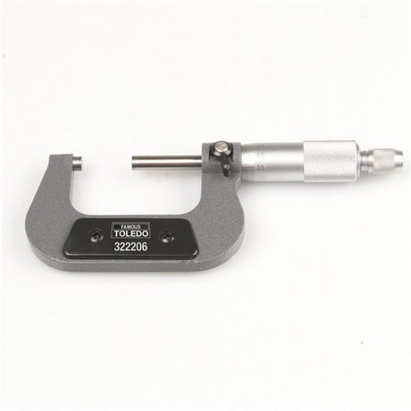 Metric Analogue Micrometer with carbide-tipped faces and knurled thimble for precise measurements, ideal for professionals and DIYers.