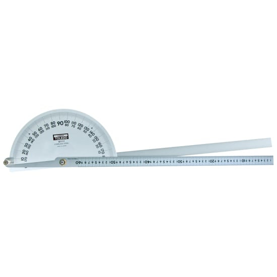 High-quality stainless steel protractor with double blades, 180-600mm range, ideal for precision measurements in various industries.