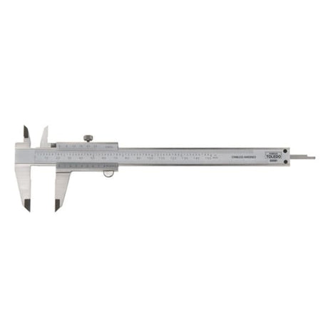 Metric & Imperial Vernier Caliper 150mm with durable stainless steel, fine-tuning options, and easy-to-read angled carriage.