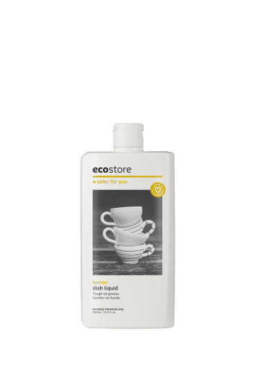 Eco-friendly Ecostore Dishwash Liquid Lemon in 500ml, made with plant-based ingredients for sparkling clean dishes and gentle on hands.