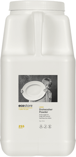 Ecostore Auto Dishwash Powder Lemon 5Kg, biodegradable, tough on grease, with a fresh lemon scent for clean, eco-friendly dishes.