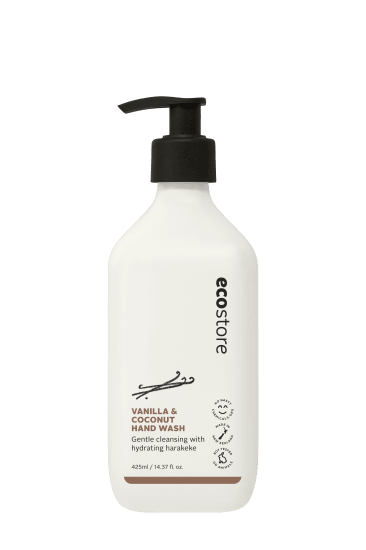 Ecostore Vanilla & Coconut Hand Wash Pump, 425ml, features a plant-based formula with a tropical scent for gentle cleansing.