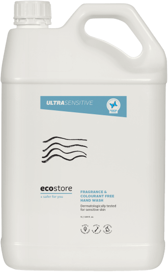 Ecostore 5L Ultra Sensitive Hand Wash for sensitive skin, featuring plant-based ingredients and hydrating harakeke.