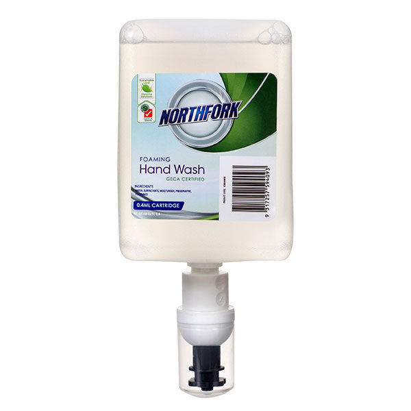 Northfork Geca Foaming Hand Wash 0.4ml cartridge with moisturizing formula, delivering 2500 doses for clean, soft hands.